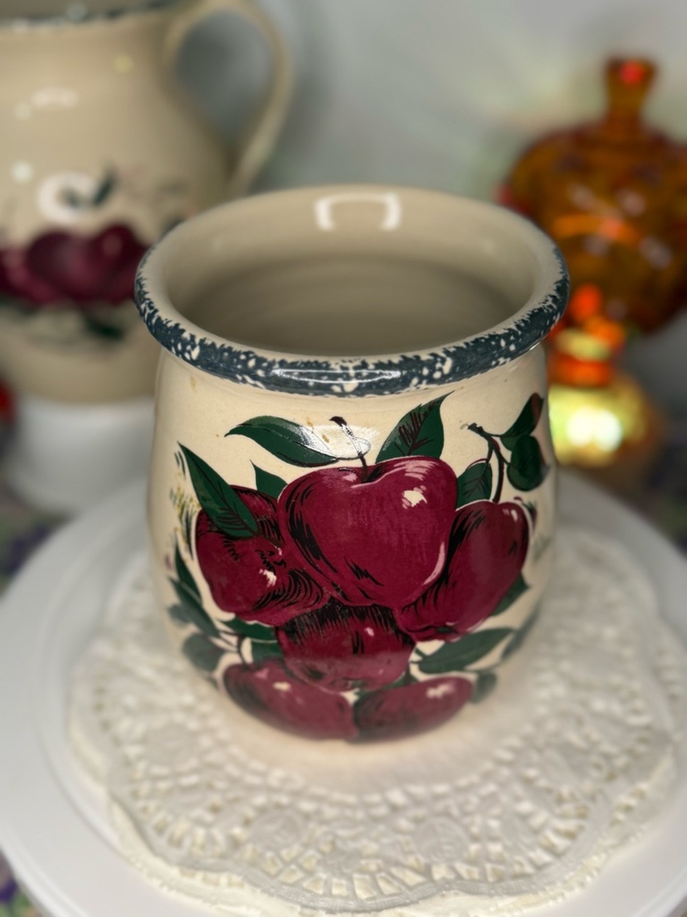 Vintage Apple Stoneware crock